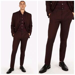 NWT Express Skinny Fit Innovator Pants Maroon Men's 32 x 32 Metro City Classic